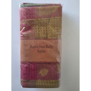 Linens N Things Harvest Blaze Waffle Napkins Set of 4 Fall Thanksgiving Decor